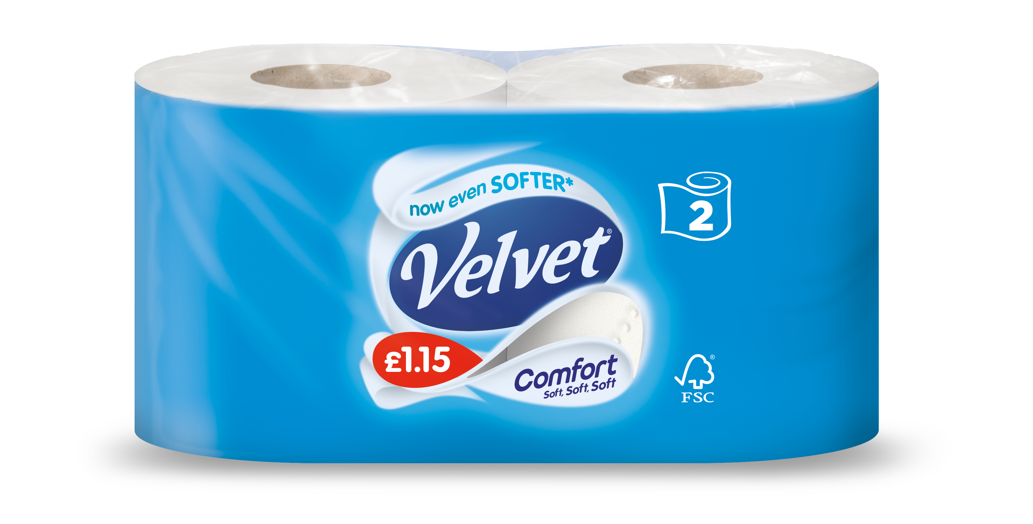 Velvet Comfort Toilet Roll Tissue 9 Pack Soft 2-Ply 200 Sheets Per Roll 