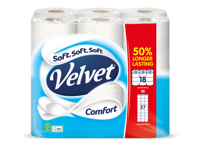  Velvet 50%  Longer Rolls Comfort 18 Rolls = 27 Rolls